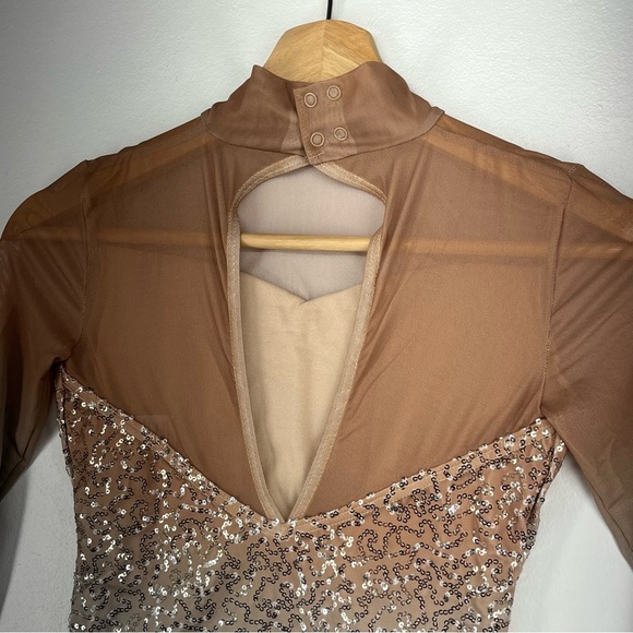 Weissman Ombré Tan Nude Blue Sequins Dress Leotard Dance You Are the Reason NEW - Picture 7 of 12